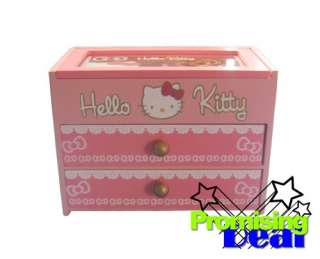 Hello Kitty Wooden Jewelry Box Cosmetic Case Pink  