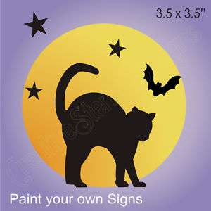 Stencil Cat Moon Bat Halloween Topper witch craft Block  