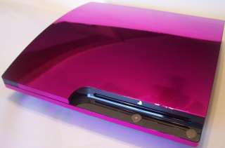 PS3 Playstation 3 SLIM Purple Chrome System SKIN Mod  