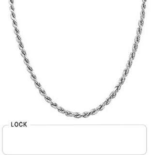 20.5g 14k White Gold Solid Mens Diamond Rope Necklace Chain  