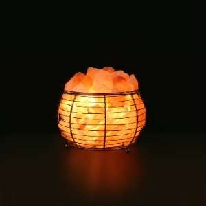   Round Basket Lamp Filled with Himalayan Crystal Salt with cord & bulb