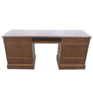 Vintage Traditional Wood Desk Kneehole Credenza  