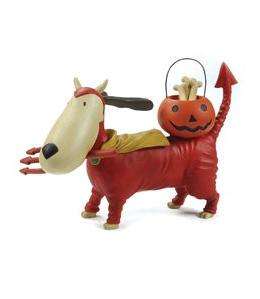Blossom Bucket Dog in Devil Halloween Costume  