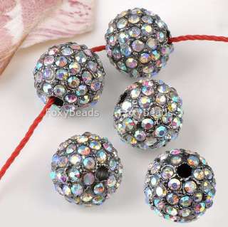   10mm AB Clear Crystal Loose Pave Disco Ball Spacer Jewelry Bead  