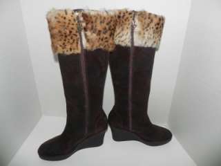 Donald Pliner Tiara Expresso Suede/Camel Shearling Boots 8.5, 9, 9.5 
