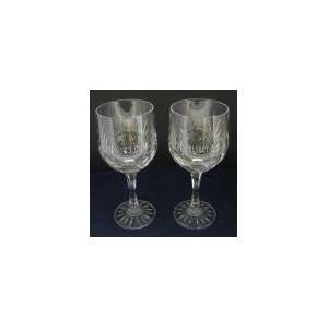  Medallion Clear Crystal Water Goblets   Wedding Gift