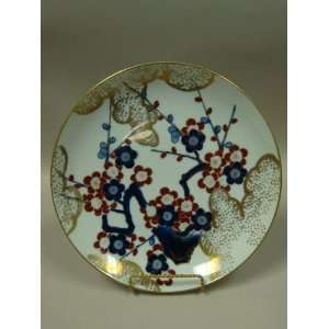  Blue and Red Flower Decor Japanese Porcelain Plate 