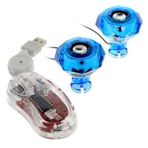 GTMax Diamond Blue LED Illuminated Mini Speaker + 3 Button 