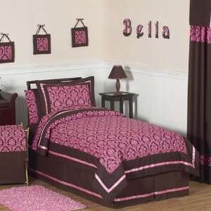  Bella Pink And Brown 4 Piece Twin Comforter Set