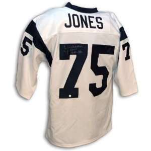  Autographed Deacon Jones White Throwback Rams Jersey 
