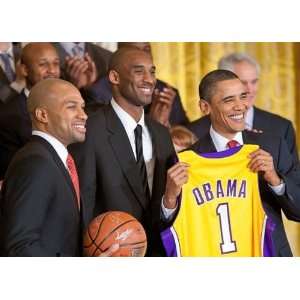 Kobe Bryant Derek Fisher Barack Obama Los Angeles Lakers Framed Photo 