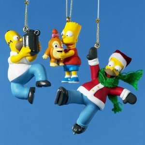   Set of 3 The Simpsons Bart & Homer Christmas Ornaments