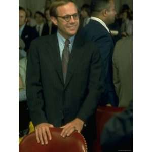 Nixon Aide John Dean Standing Behind Chair During Break in Hearings on 