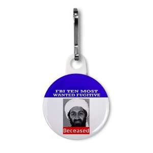 Osama Bin Laden DECEASED FBI MOST WANTED 1 inch White Zipper Pull 