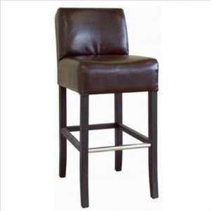  Pompey Leather Low back Barstool in Dark Brown Furniture 