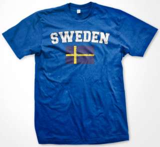 SWEDEN Soccer Flag T Shirt World Cup Team Men  