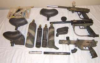 11 Old Paintball gun parts CO2 tanks ammo loader Stingray Spitfire 