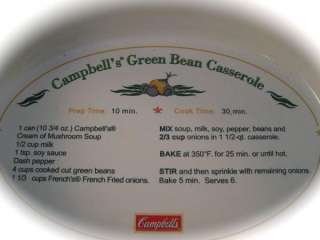   Company Campbells Green Bean Casserole Oval Baking Dish NEAT  