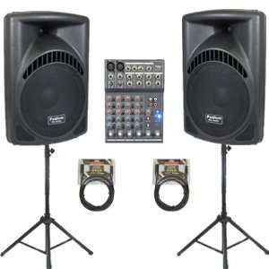 Karaoke PA DJ Band 15 Pro Audio  Powered 1800 Watt Speakers, Mixer 