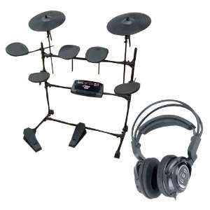  Pyle Electric Drum Set and DJ Headphones Package   PED02M 