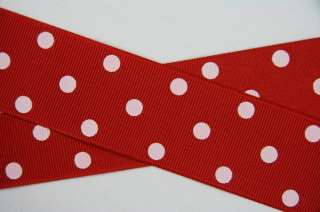 Red Grosgrain Ribbon White Polka Dots for Crafts  