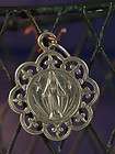 Antique Sterling Silver Tiny Rosary medal and Fleur de Lys design case 