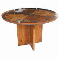 47 Vintage Clock Wood Dining Round Table  