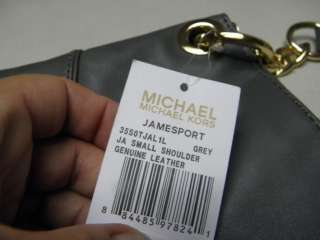 New MICHAEL KORS Jamesport leather Shoulder Handbag BAG Purse gray 