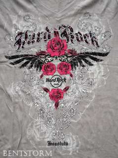 Hard Rock Cafe Honolulu Hawaii ladies ROSES S T Shirt  