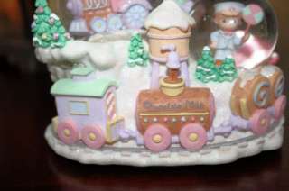 PRECIOUS MOMENTS children Christmas train railroad double snowglobe 
