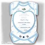 12 Heart Baby Shower Invitations DieCut Body suit  
