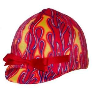  Equestrian Riding Helmet Cover   Red Flames Sports 