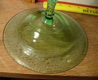 Green Depression Glass Standing Bowl  