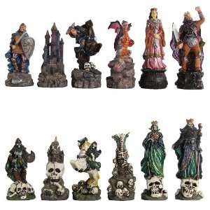  Fantasy Hand Painted Polystone Chess Pieces: Toys & Games