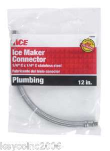 Ace Ice Maker Supply Line Stainless Steel 1/4 Com x 12  