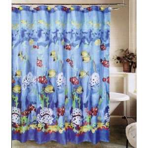  Fish Fabric Shower Curtain with 12 Resin Shower Curtain hooks 