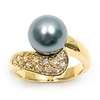 Bijoux Femme Bague T56 Perle de Tahiti 10mm Pavé Diamant Cz Plaqué 