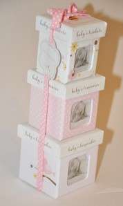   Pearhead Bird Trinket Baby Girl Newborn Infant Keepsake Box Set Pink
