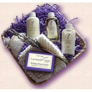  Lavender Spa Gift Basket   Soap, White Wash Cloth, Shampoo 