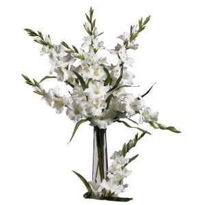  36 Gladiola Silk Flower Stem   White, Set of 12