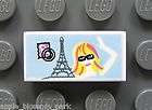 NEW Lego 1x2 White Decorated FLAT TILE Eiffel Tower & Female Girl 