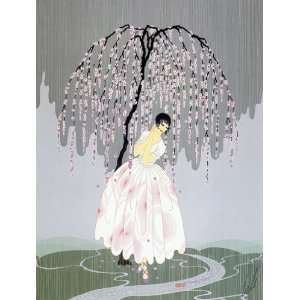    Blossom Umbrella BIG Art Deco Print by Erte 