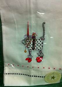 NEW Patience Brewster Santa Cat Towel/Linen  
