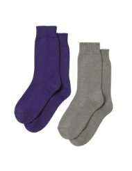 Savile Row Mens Purple Grey Marl 2 Pack Lambswool Cashmere Socks