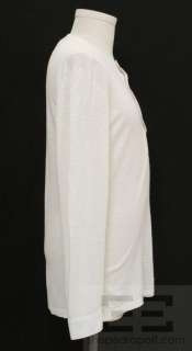   White Sheer Linen & Cashmere Mens Henley Shirt Size Small  