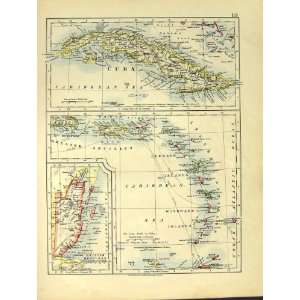  1912 Map British Honduras Cuba Montreal Quebec Niagara 