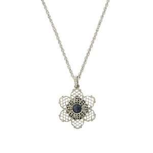  Liliana Metal Net Silver Flower Pendant Necklace Jewelry