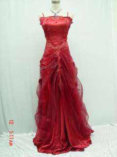 Cherlone Plus Size Satin Red Lace Prom Ball Gown Wedding/Evening Dress 