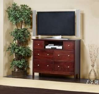 CONTEMPORARY CHERRY TV STAND WOOD MEDIA CHEST CONSOLE  