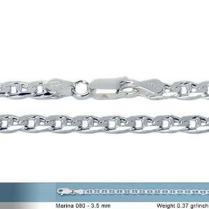 5mm Italian Sterling Silver Flat Gucci Mariner Link Chain Necklace 